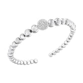 .925 Sterling Silver 1/6 Cttw Diamond Rondelle Graduated Ball Bead Cuff Bangle Bracelet (I-J Color, I2-I3 Clarity) - Fits Wrists Up To 7 1/2 Inches